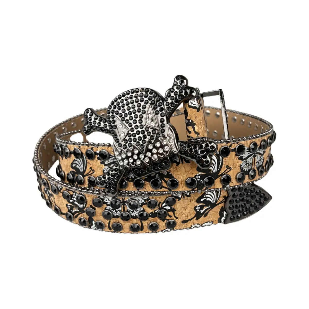 Cross Border Punk Skull Belt Hip Hop Style Inlaid Rhinestone Print - Image 4