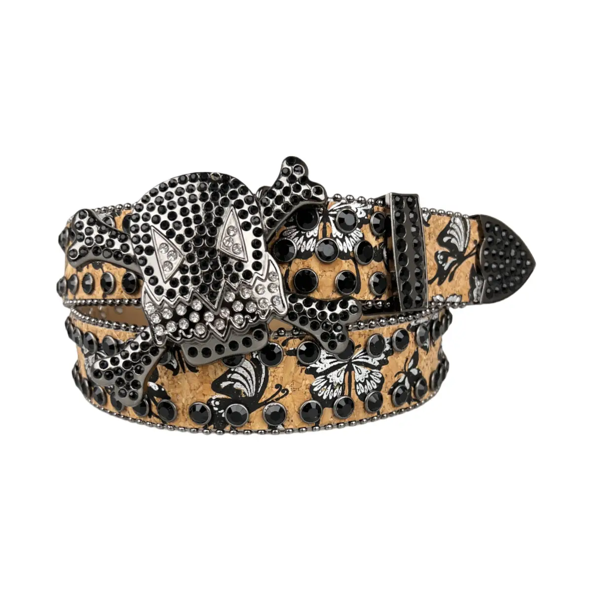 Cross Border Punk Skull Belt Hip Hop Style Inlaid Rhinestone Print — feature 2