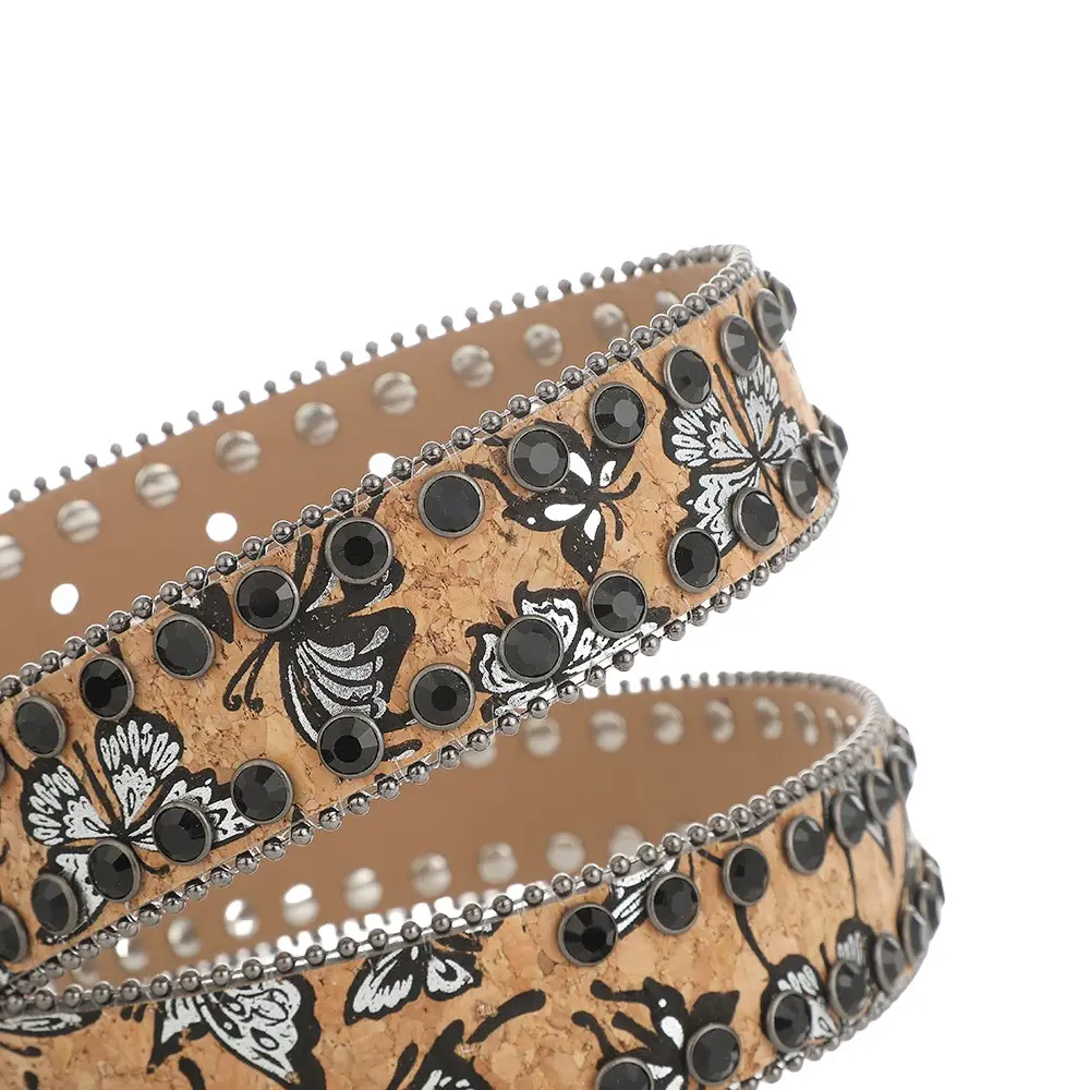 Cross Border Punk Skull Belt Hip Hop Style Inlaid Rhinestone Print — feature 6