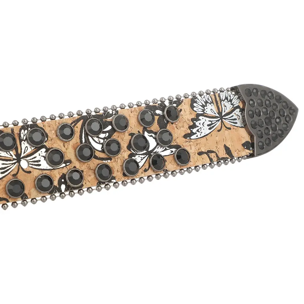 Cross Border Punk Skull Belt Hip Hop Style Inlaid Rhinestone Print — feature 7