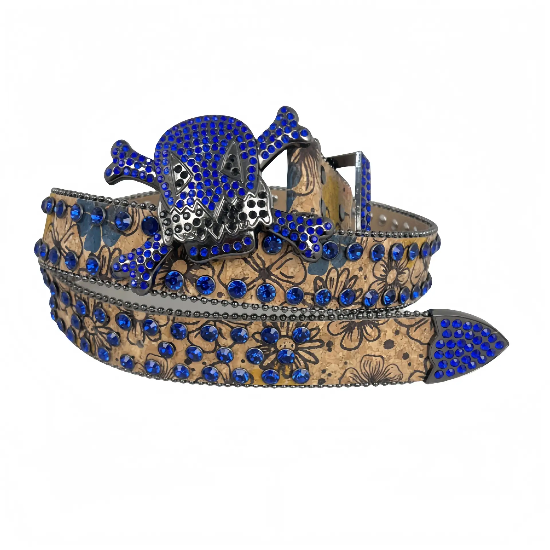 Cross Border Punk Skull Belt Hip Hop Style Inlaid Rhinestone Print — feature 8