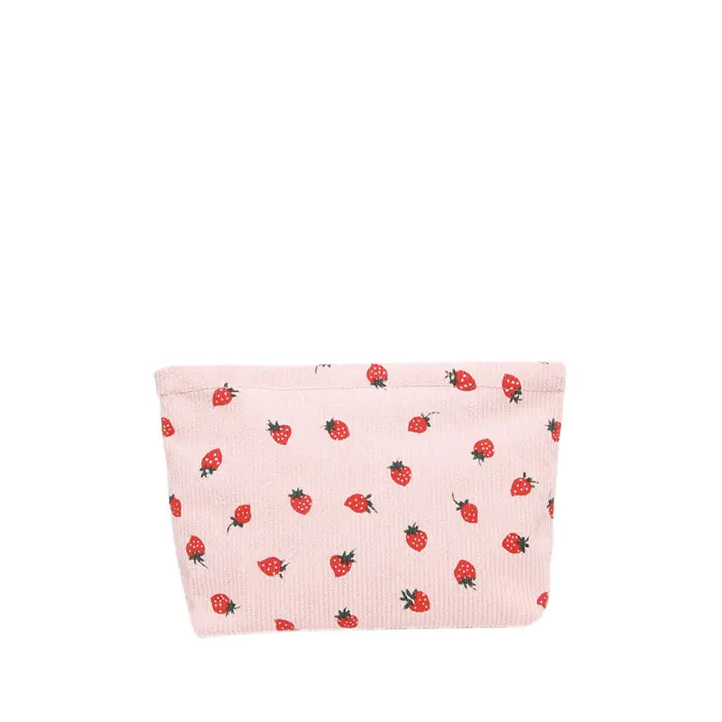 Strawberry Print Corduroy Shoulder Bag Large Capacity