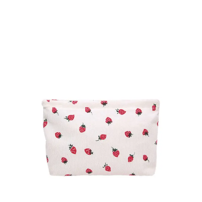 Strawberry Print Corduroy Shoulder Bag Large Capacity