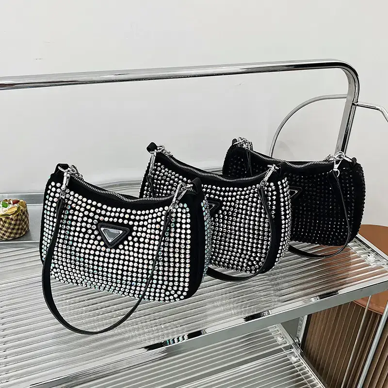 Women's Bright Diamond Chain Crossbody Bag Set - Image 4
