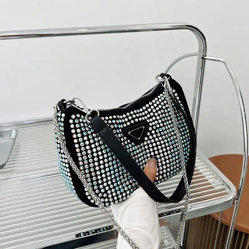 Women's Bright Diamond Chain Crossbody Bag Set - Image 7