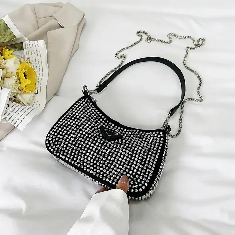 Women's Bright Diamond Chain Crossbody Bag Set - Image 2