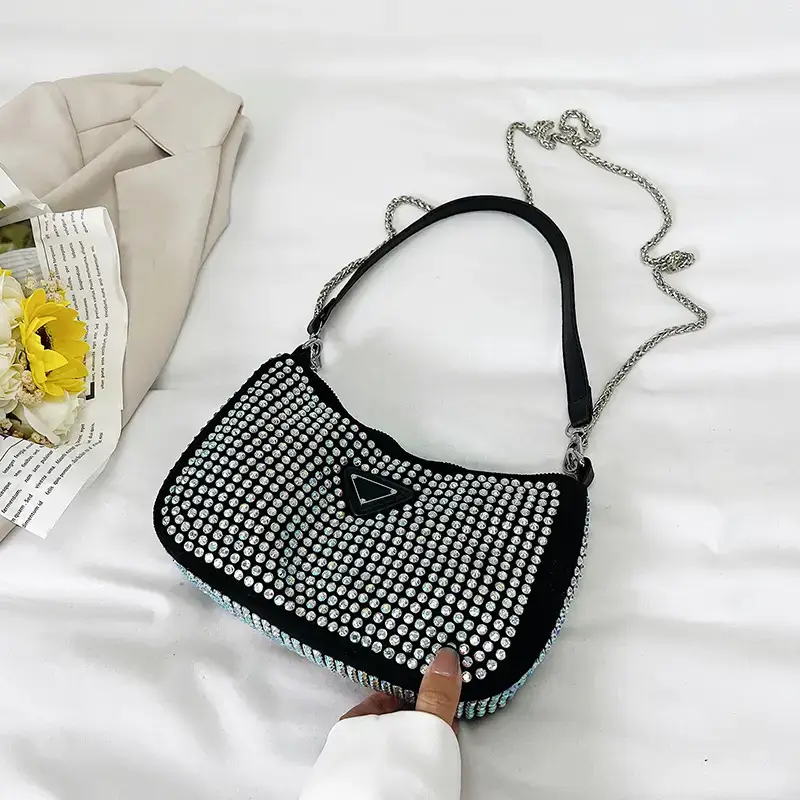 Women's Bright Diamond Chain Crossbody Bag Set - Image 3