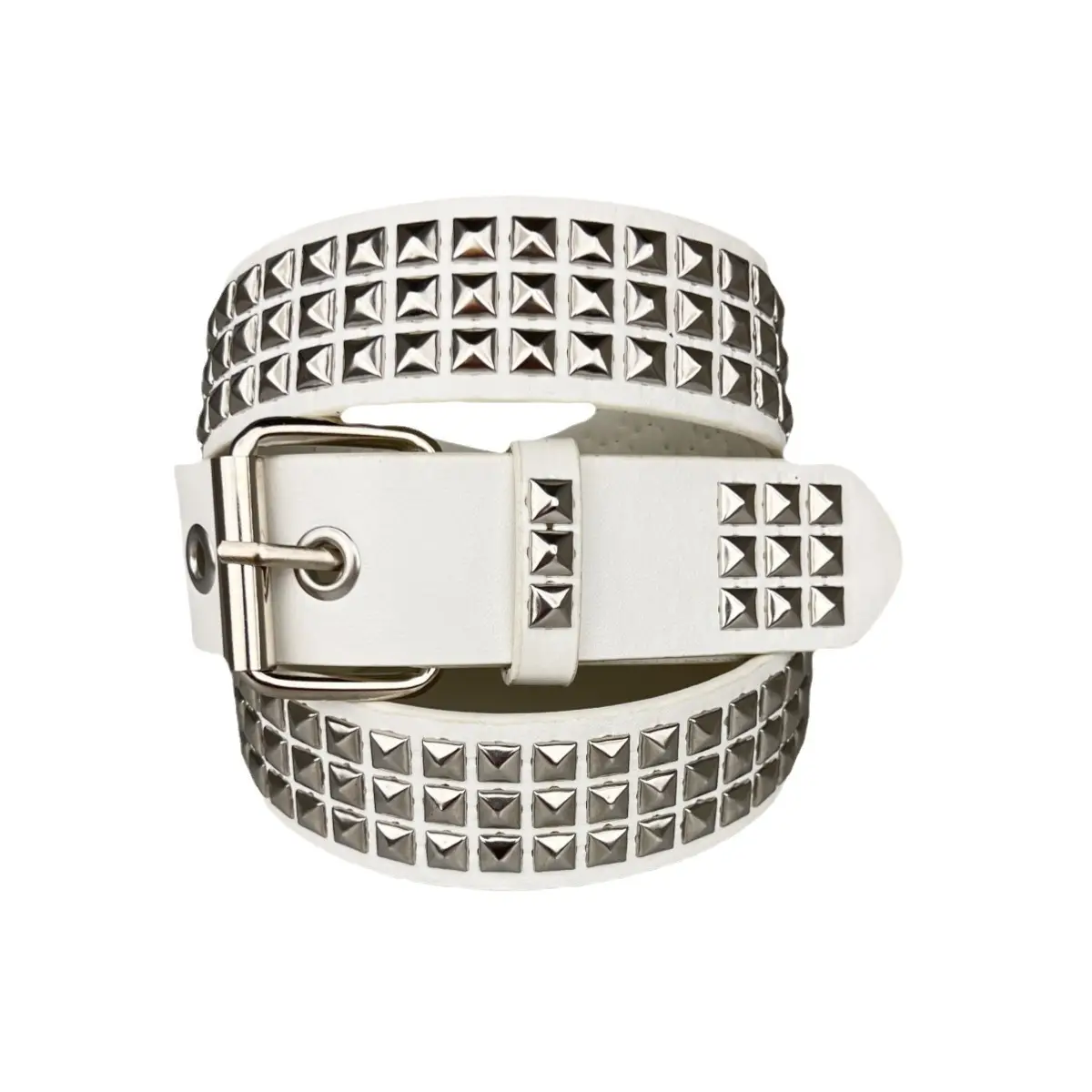 Women's Square Beads Rivet Belt with Eyelet Decor - Image 6