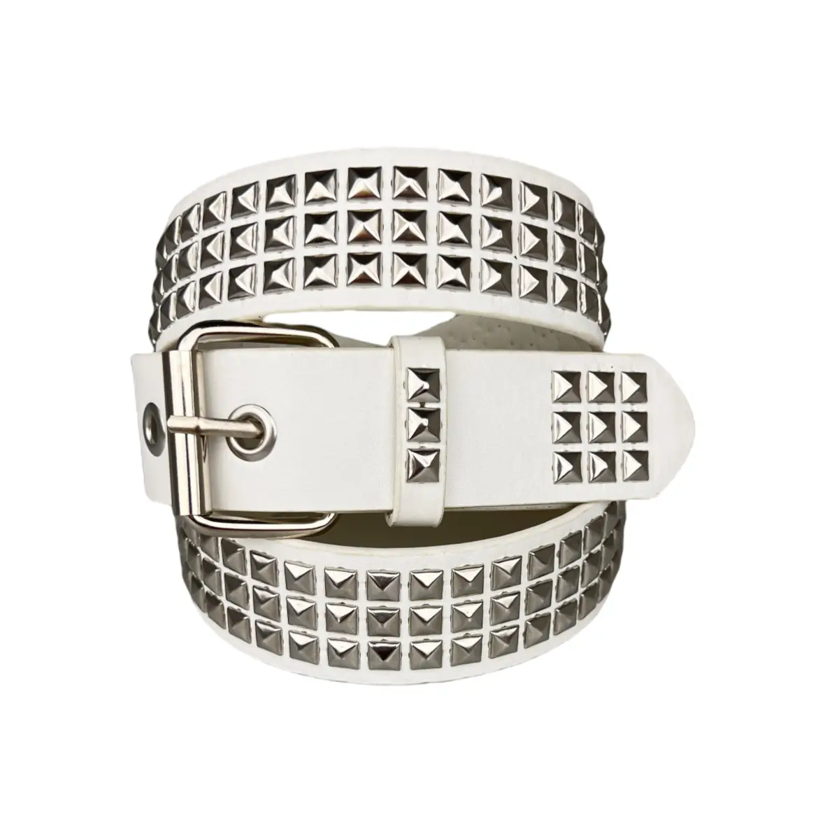 Women's Square Beads Rivet Belt with Eyelet Decor — feature 4
