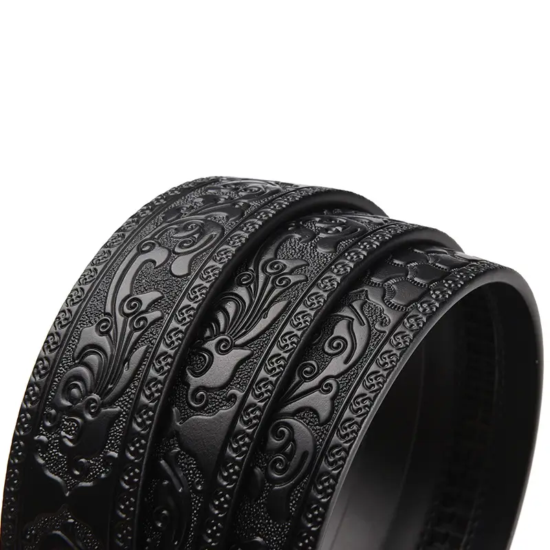 Black Carved Leather Belt with Dragon Embroidery - Image 9