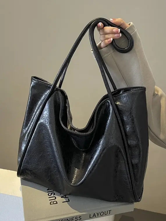 Silver Metallic Large Tote Bag Women 2024 - Image 5