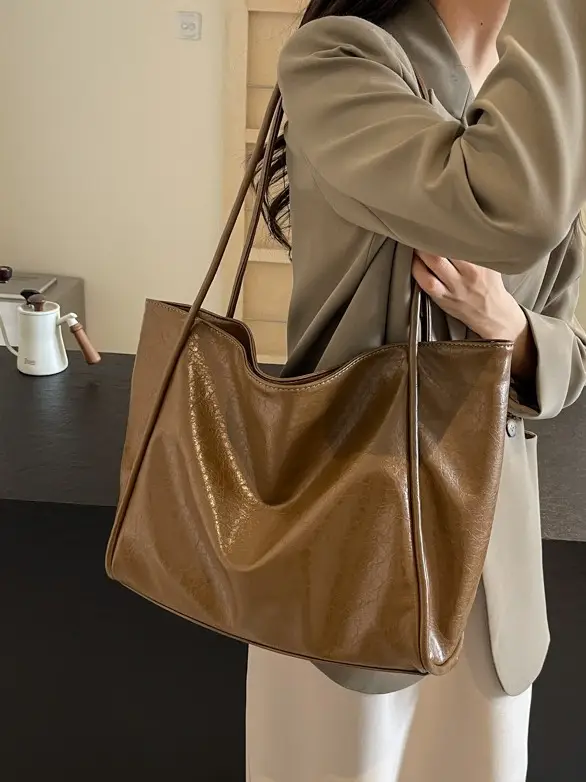 Silver Metallic Large Tote Bag Women 2024 - Image 6