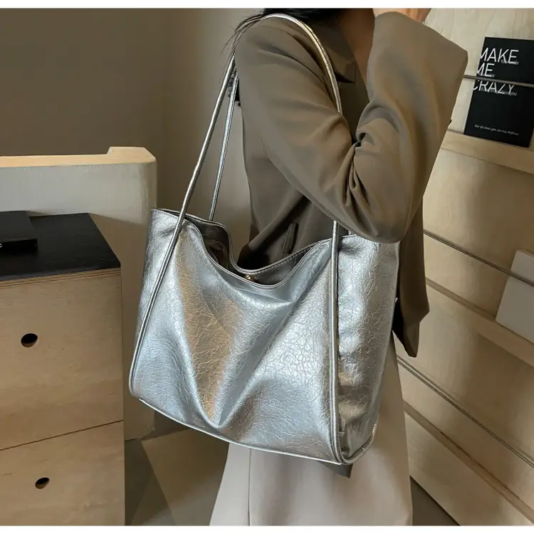 Silver Metallic Large Tote Bag Women 2024 — feature 20
