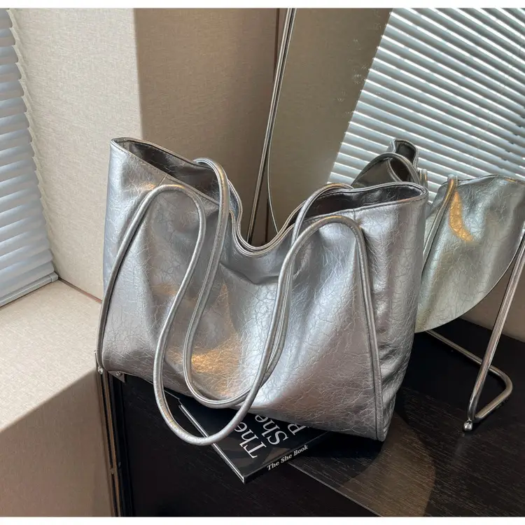 Silver Metallic Large Tote Bag Women 2024 — feature 40