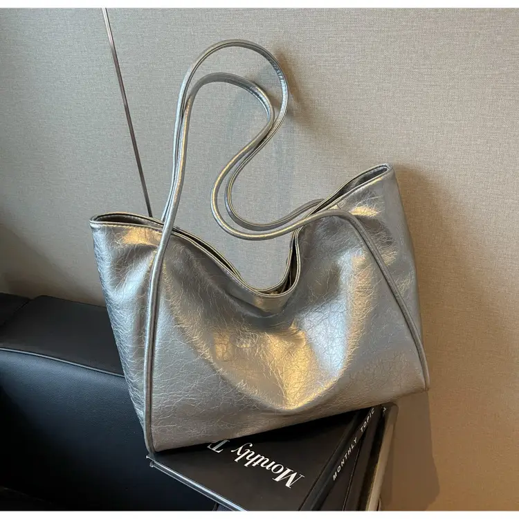 Silver Metallic Large Tote Bag Women 2024 — feature 41