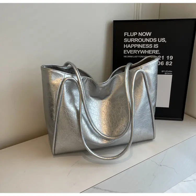Silver Metallic Large Tote Bag Women 2024 — feature 42