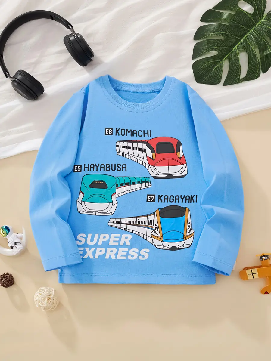 Little Boys Super Express Train Graphic Sweatshirt Blue - Image 6