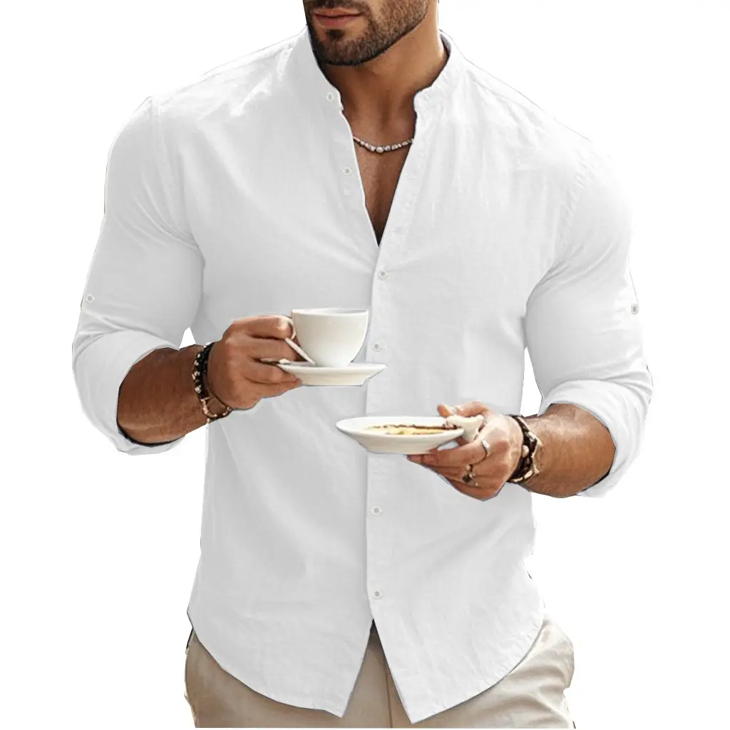 Men's Black Long Sleeve Button Down Shirt Large — feature 2
