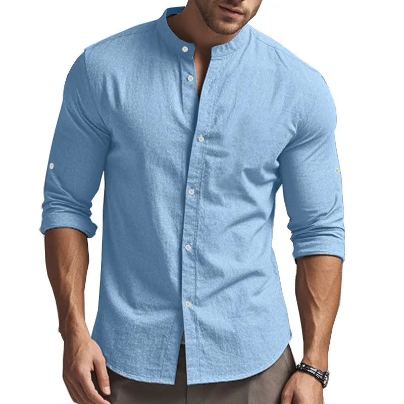 Men's Black Long Sleeve Button Down Shirt Large — feature 38