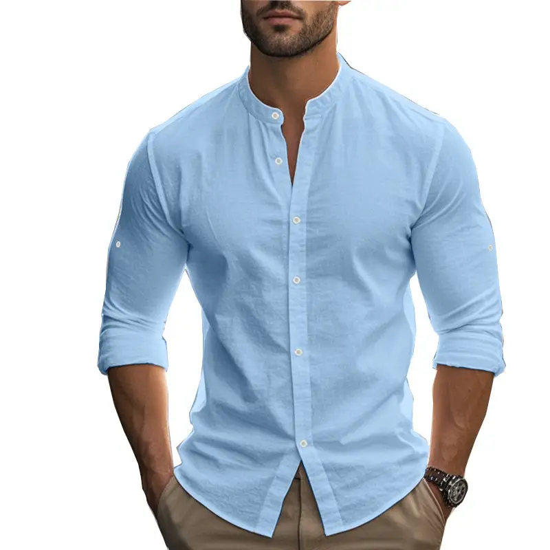 Men's Black Long Sleeve Button Down Shirt Large — feature 39