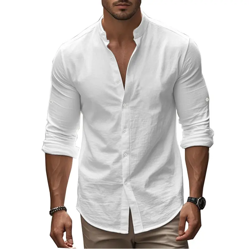 Men's Black Long Sleeve Button Down Shirt Large — feature 5