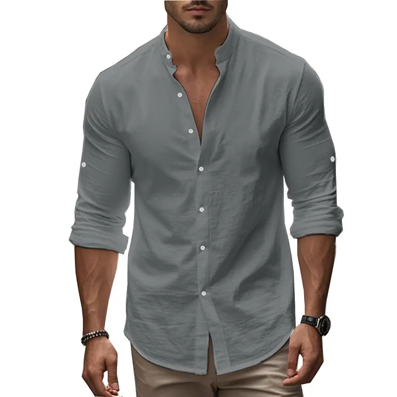 Men's Black Long Sleeve Button Down Shirt Large — feature 50