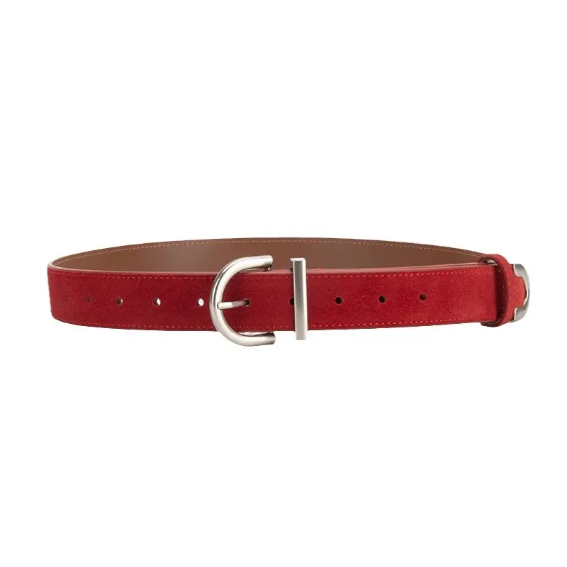 Frosted Leather Belt Women's Brown Retro Style - Image 13