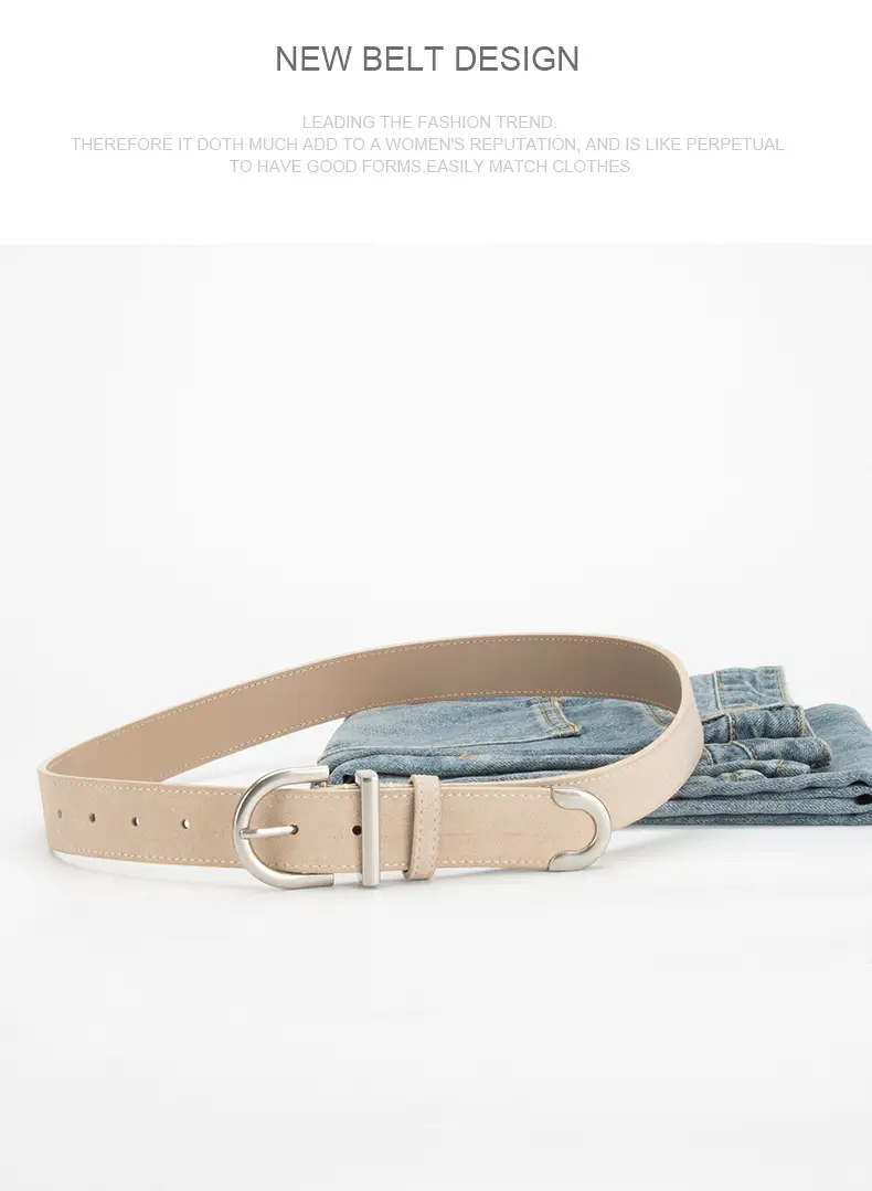 Frosted Leather Belt Women's Brown Retro Style — feature 10