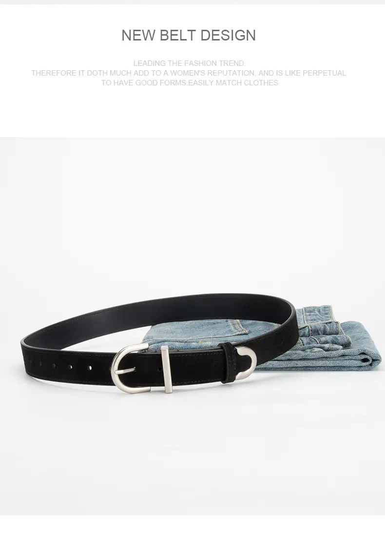 Frosted Leather Belt Women's Brown Retro Style — feature 11