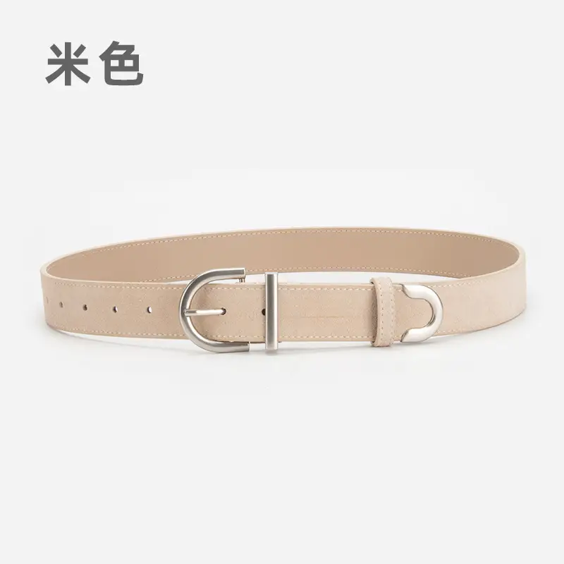 Frosted Leather Belt Women's Brown Retro Style - Image 5