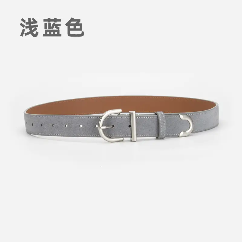 Frosted Leather Belt Women's Brown Retro Style - Image 7