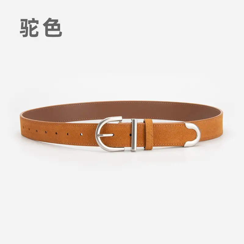 Frosted Leather Belt Women's Brown Retro Style - Image 8