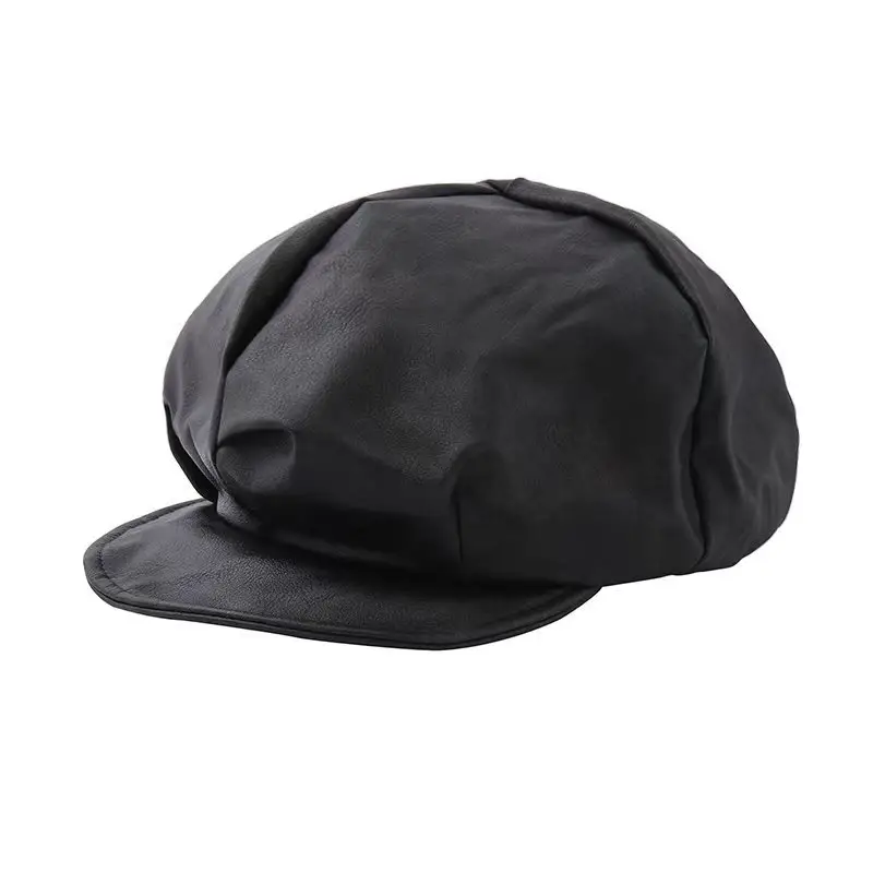 Soft-brimmed Octagonal Hat for Kids Black Winter - Image 4