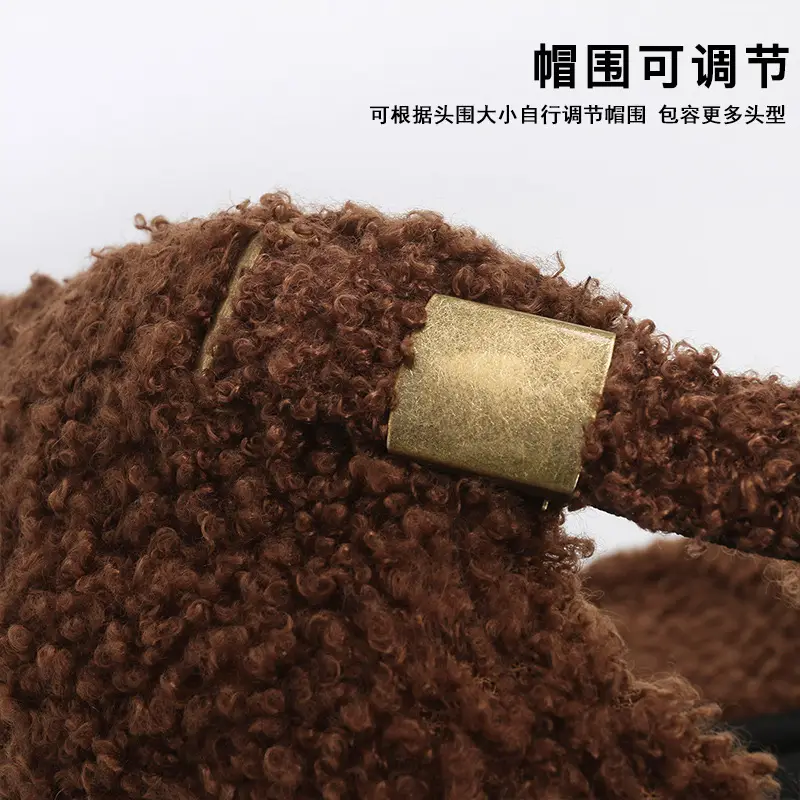 Winter New Ladies Embroidered Lamb Wool Baseball Cap Warm Teddy Velvet Fashion Face Show Couple Cap - Image 9