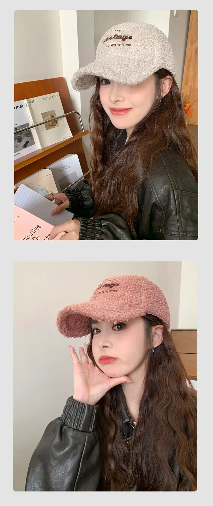 Winter New Ladies Embroidered Lamb Wool Baseball Cap Warm Teddy Velvet Fashion Face Show Couple Cap — feature 11