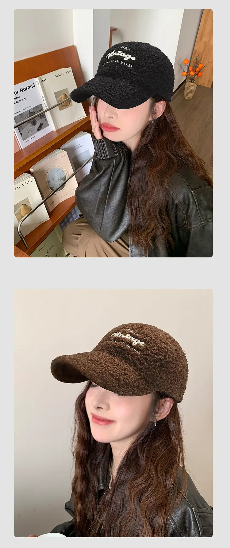 Winter New Ladies Embroidered Lamb Wool Baseball Cap Warm Teddy Velvet Fashion Face Show Couple Cap — feature 12