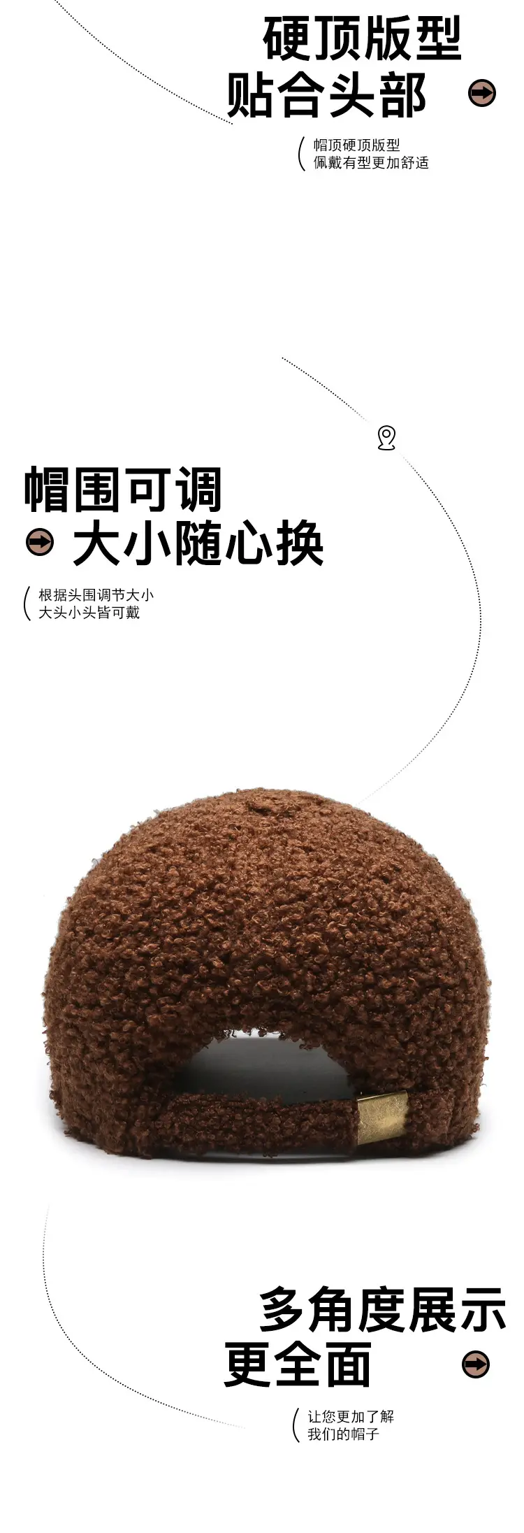 Winter New Ladies Embroidered Lamb Wool Baseball Cap Warm Teddy Velvet Fashion Face Show Couple Cap — feature 5