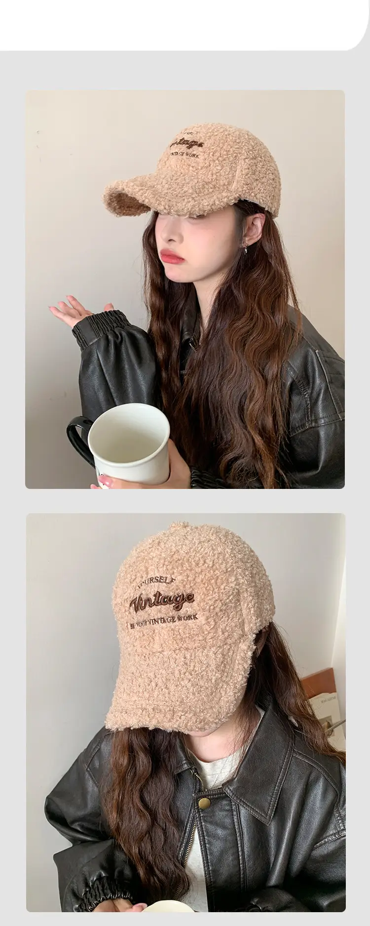 Winter New Ladies Embroidered Lamb Wool Baseball Cap Warm Teddy Velvet Fashion Face Show Couple Cap — feature 9
