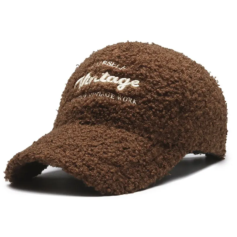 Winter New Ladies Embroidered Lamb Wool Baseball Cap Warm Teddy Velvet Fashion Face Show Couple Cap - Image 2