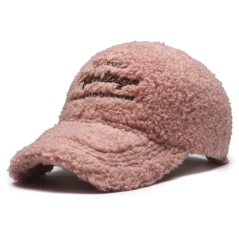 Winter New Ladies Embroidered Lamb Wool Baseball Cap Warm Teddy Velvet Fashion Face Show Couple Cap - Image 3