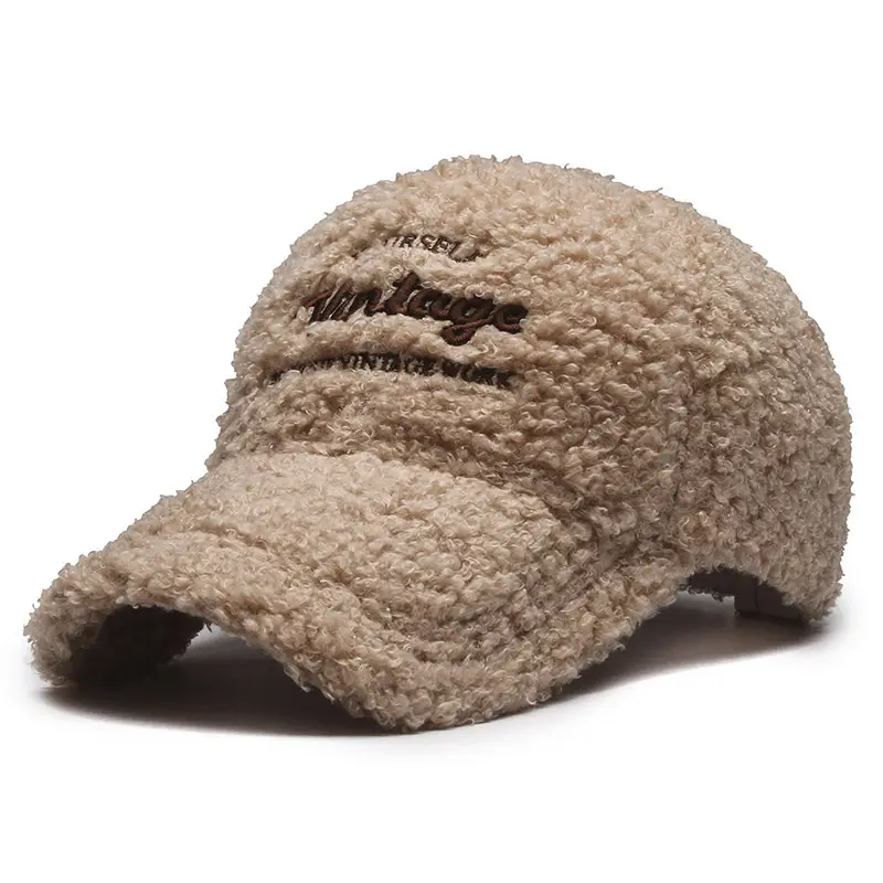 Winter New Ladies Embroidered Lamb Wool Baseball Cap Warm Teddy Velvet Fashion Face Show Couple Cap - Image 4