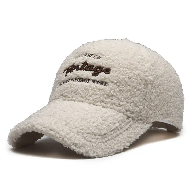 Winter New Ladies Embroidered Lamb Wool Baseball Cap Warm Teddy Velvet Fashion Face Show Couple Cap - Image 5