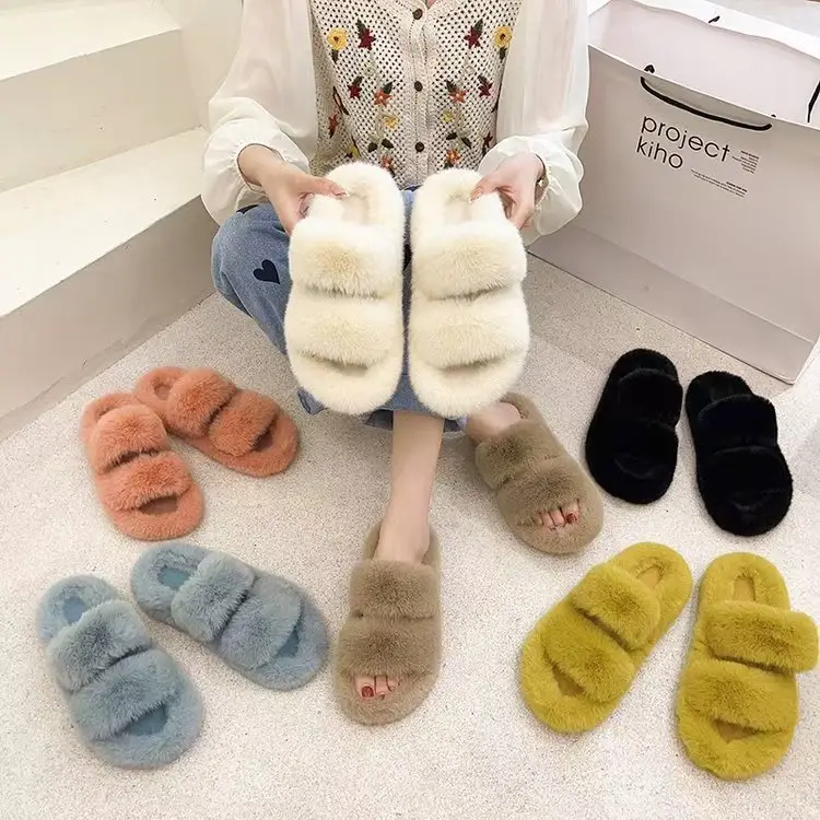 2024 Autumn and Winter New Mao Mao Slippers Women's Outer Wear Soft Bottom Mao Slippers Winter Thick Bottom Increased Non-slip Plush Cotton Slippers - Image 8