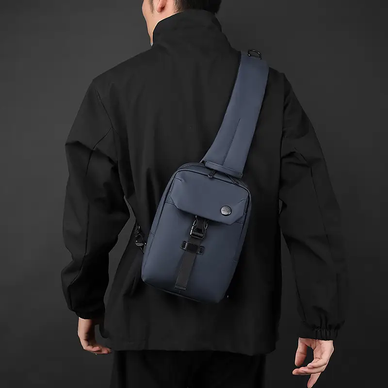 Men's Large Capacity Crossbody Bag Black Leather - Image 7