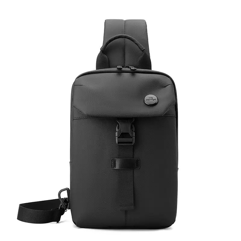 Men's Large Capacity Crossbody Bag Black Leather - Image 9