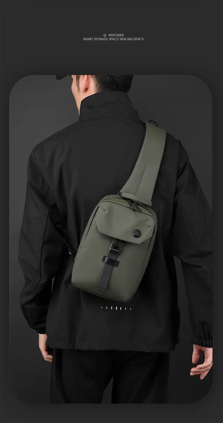 Men's Large Capacity Crossbody Bag Black Leather — feature 15