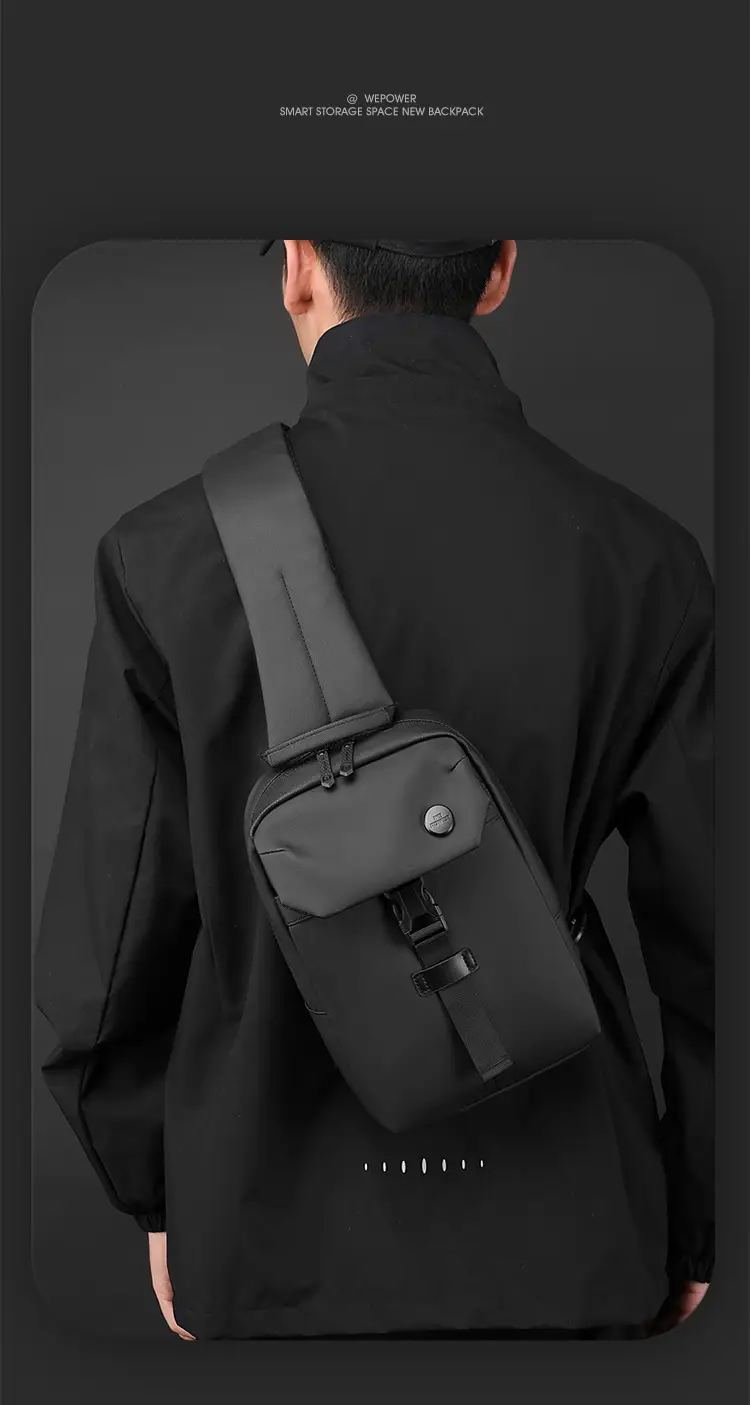 Men's Large Capacity Crossbody Bag Black Leather — feature 17