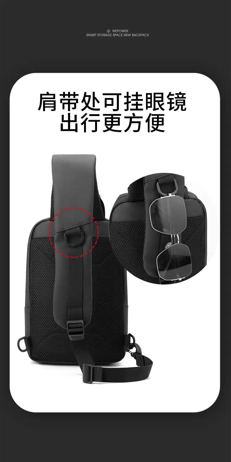 Men's Large Capacity Crossbody Bag Black Leather — feature 18