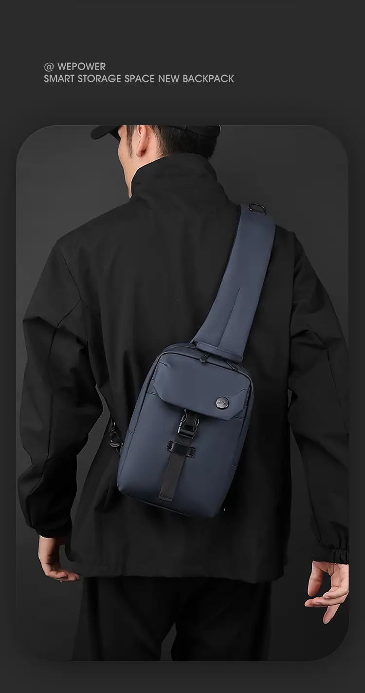 Men's Large Capacity Crossbody Bag Black Leather — feature 25