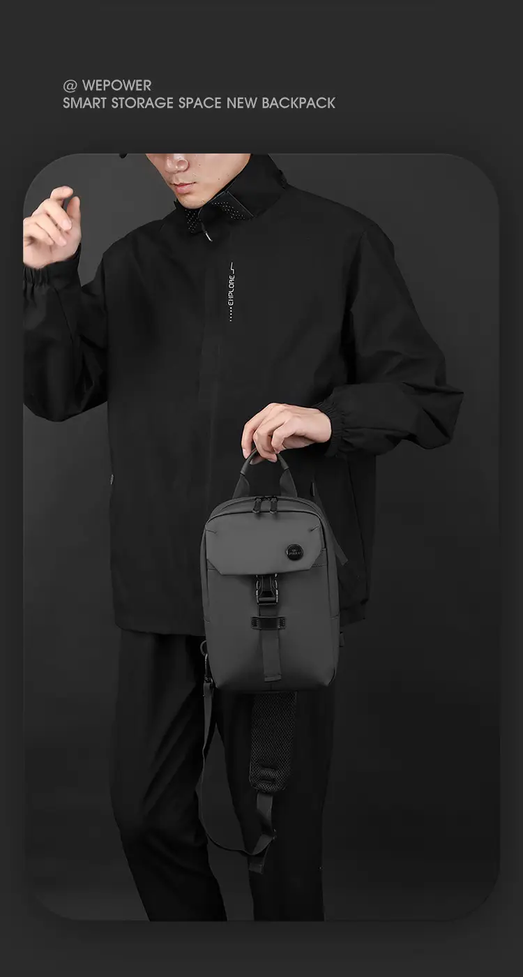 Men's Large Capacity Crossbody Bag Black Leather — feature 26